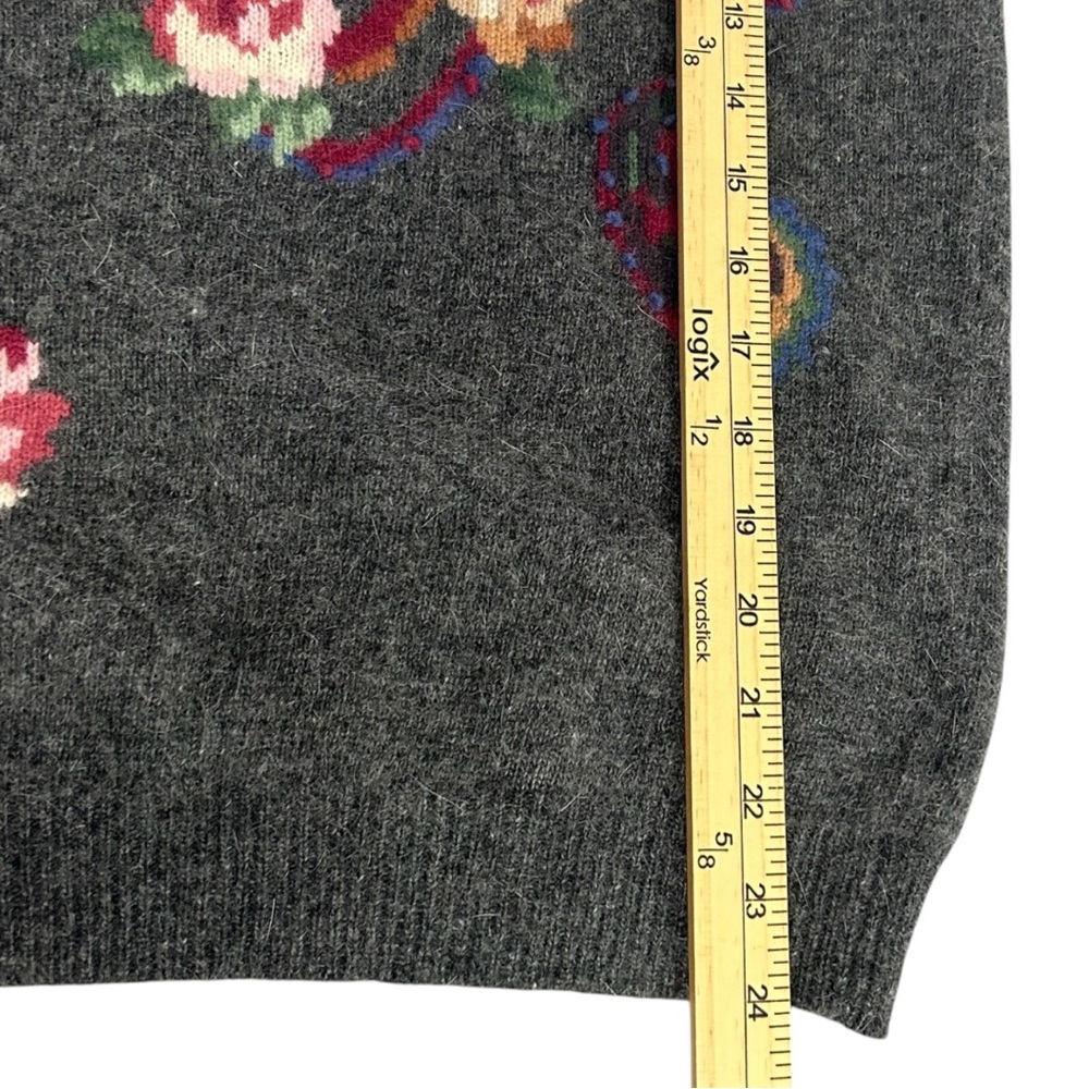 JH Collectibles Vintage Women’s Gray Floral‎ Wool Blend Sweater  Sz M - Picture 4 of 5